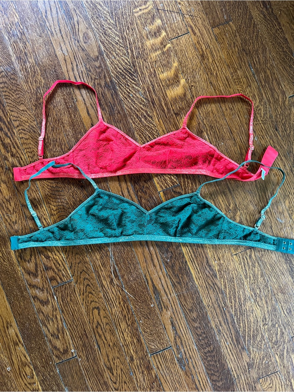 Set of 2 aerie sheer lace bralettes